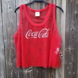 Forever 21+ Coca Cola Logo Mesh Shirt